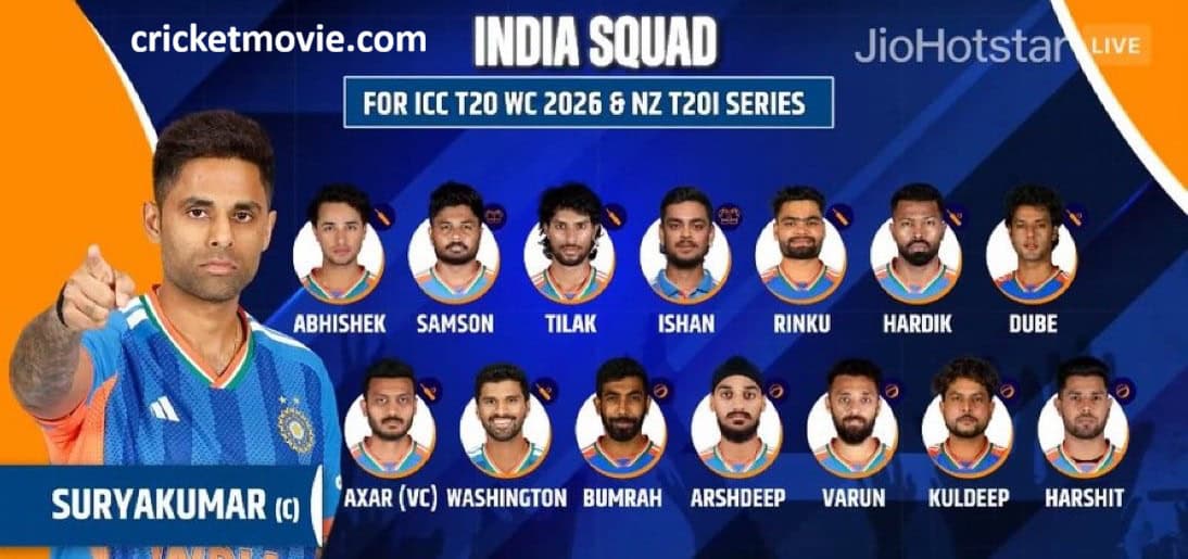 Team India Squad for T20 World Cup 2026-cricketmovie.com